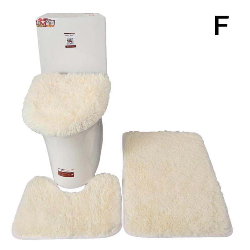 3 Stks/set Kleur Badkamer Mat Set Rechthoek Pluizige Haren Bad Tapijten Moderne Wc Deksel Cover Tapijten Kit Badkamer Accessoires: off yellow