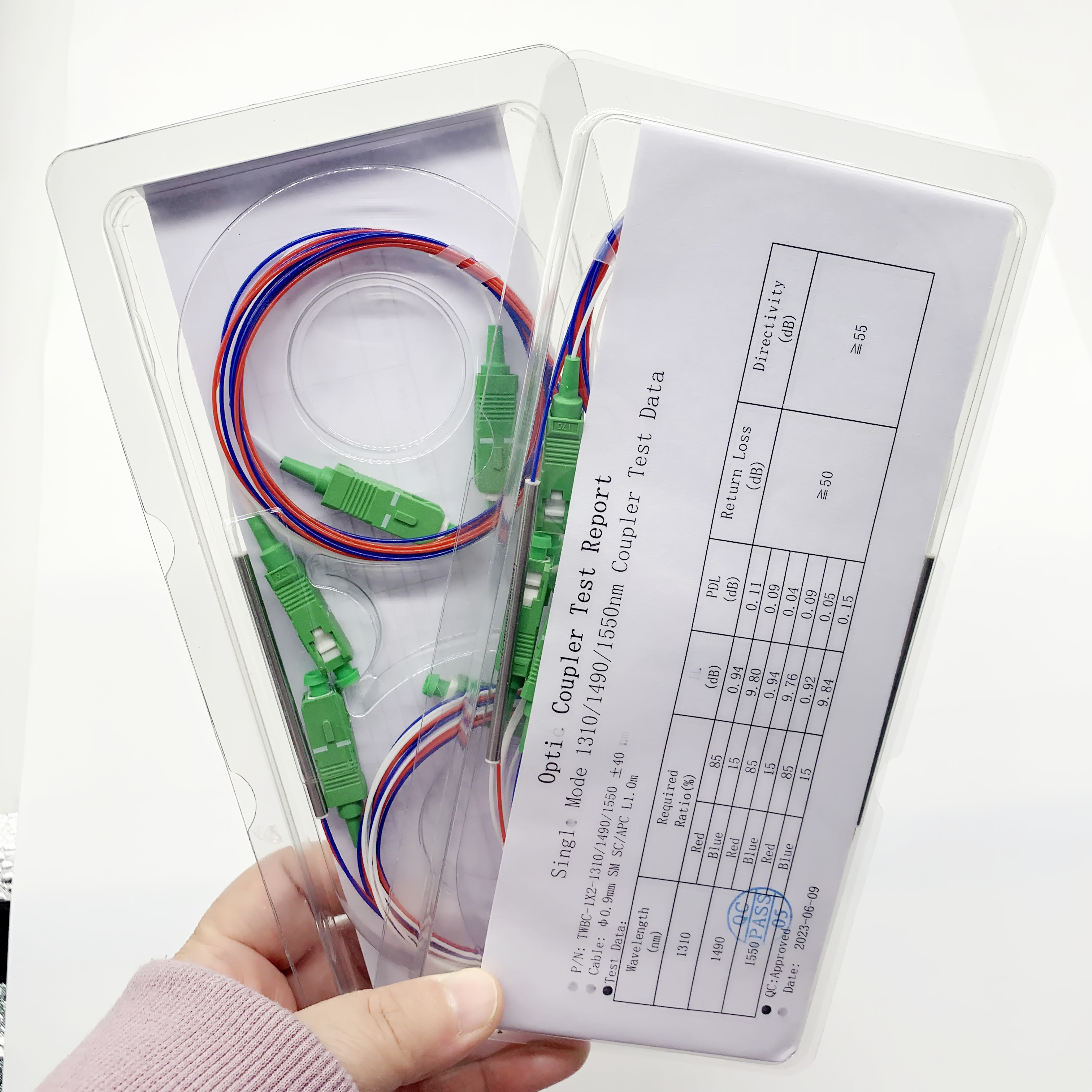 Divisor FBT de fibra óptica SC APC 1x2 0,9mm con conector acoplador desequilibrado 5/95 10/90 20/80 40/60, relación dividida opcional, 6 uds.