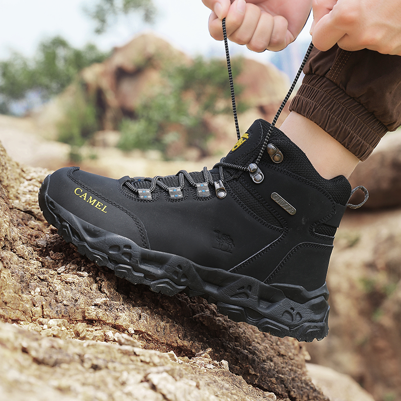 Zapatos de senderismo impermeables para exteriores para hombre, zapatillas de cuero para caminar, zapatos antideslizantes para escalar y senderismo, botas de trabajo cómodas para hombre