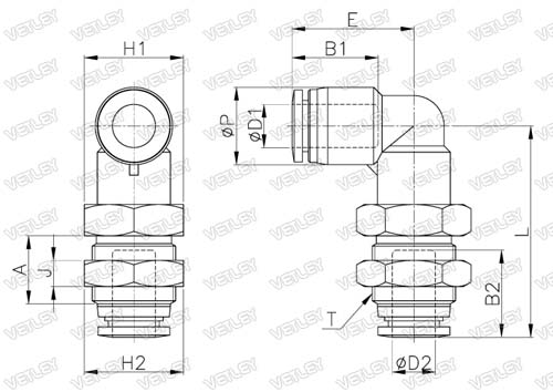 Elbow PLM 4 6 8 10 12 mm Tube Push In Connect Bulkhead Nickel Plated Brsss Pneumatic Air Fitting Connector Adapter