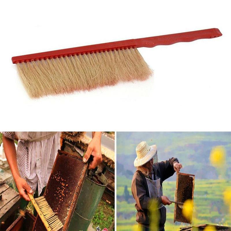 Herramientas de apicultura cepillo de plástico de de abeja de barrido de plástico rojo cepillo de abeja de cola de caballo