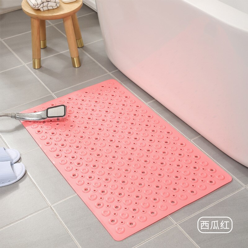 Bathroom Mat Hotel Bathroom Non-Slip Mat Suction Cup Shower -Resistant PVC Mat bath mats bathroom Non-Slip Seepage carpet: Xigua Red / 53cm x 53cm