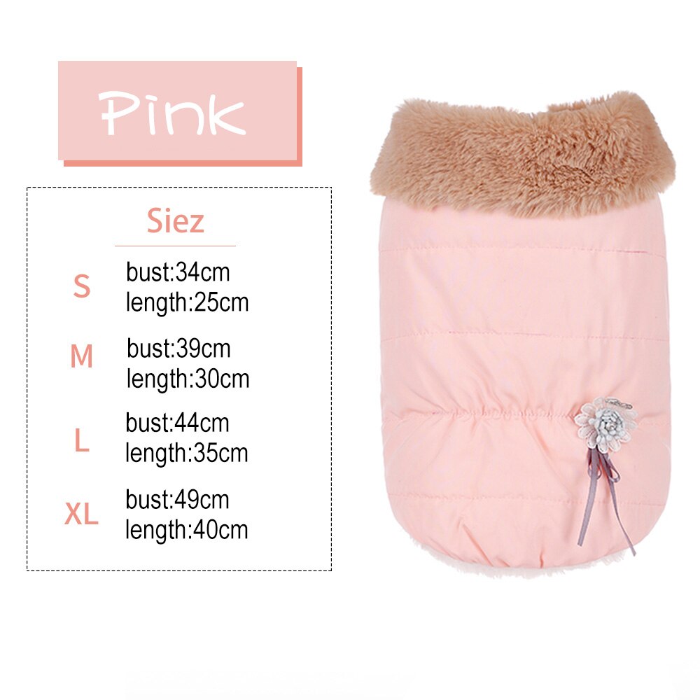 HOOPET Pet Dog Clothes For Dog Winter Clothing Cotton Warm Cloth for Dogs Thickening Product Dogs Coat Jacket Puppy Chihuahua: Pink / XL  chest 49