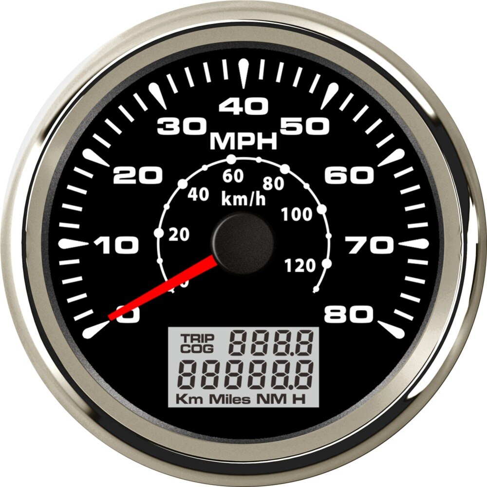Paquete de 1 0-80MPH Auto Tuning GPS velocímetro calibres 85mm 0-120 km/h miómetros de velocidad GPS Odometers Travel Gauges Cog 9-32vdc