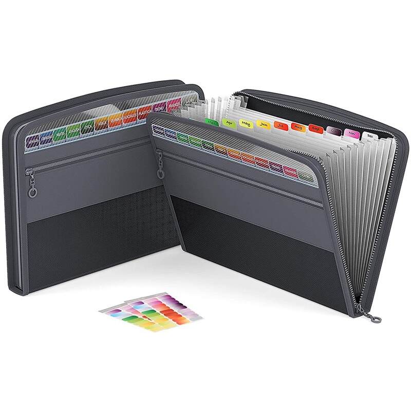 Expanding File Folder with Zipper Closure 13 Pockets Accordion File Document Organizer Pocket Holder for A4 Letter: Other