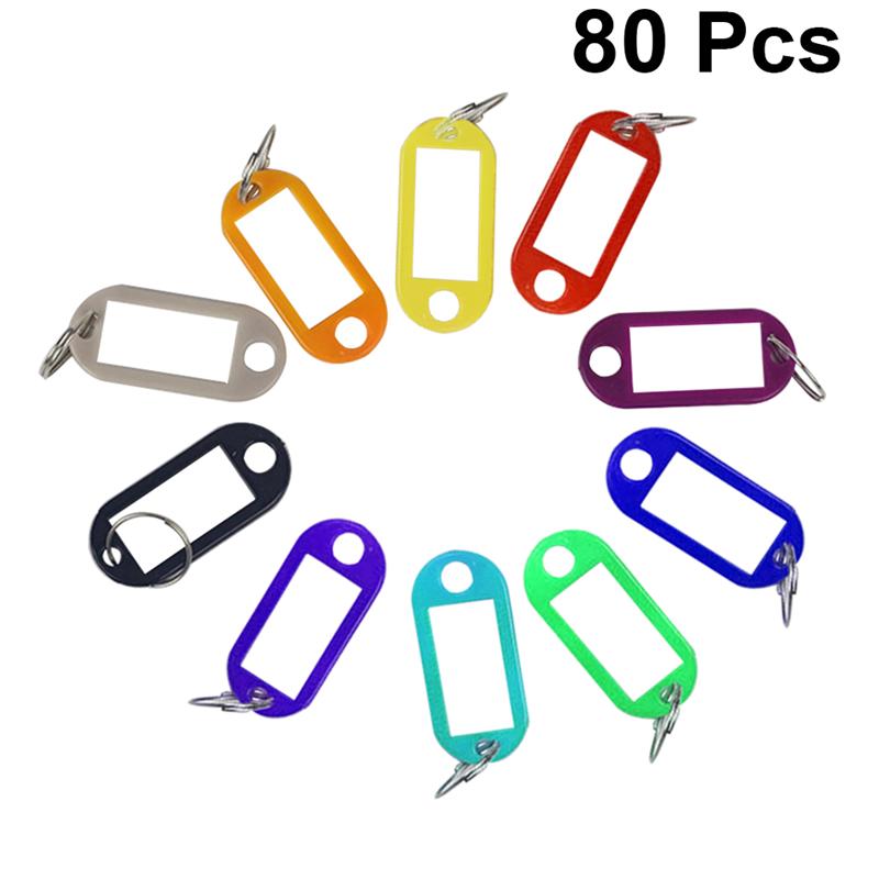 80Pcs Keychains Durable Convenient Practical Key Tags With Ring for Home