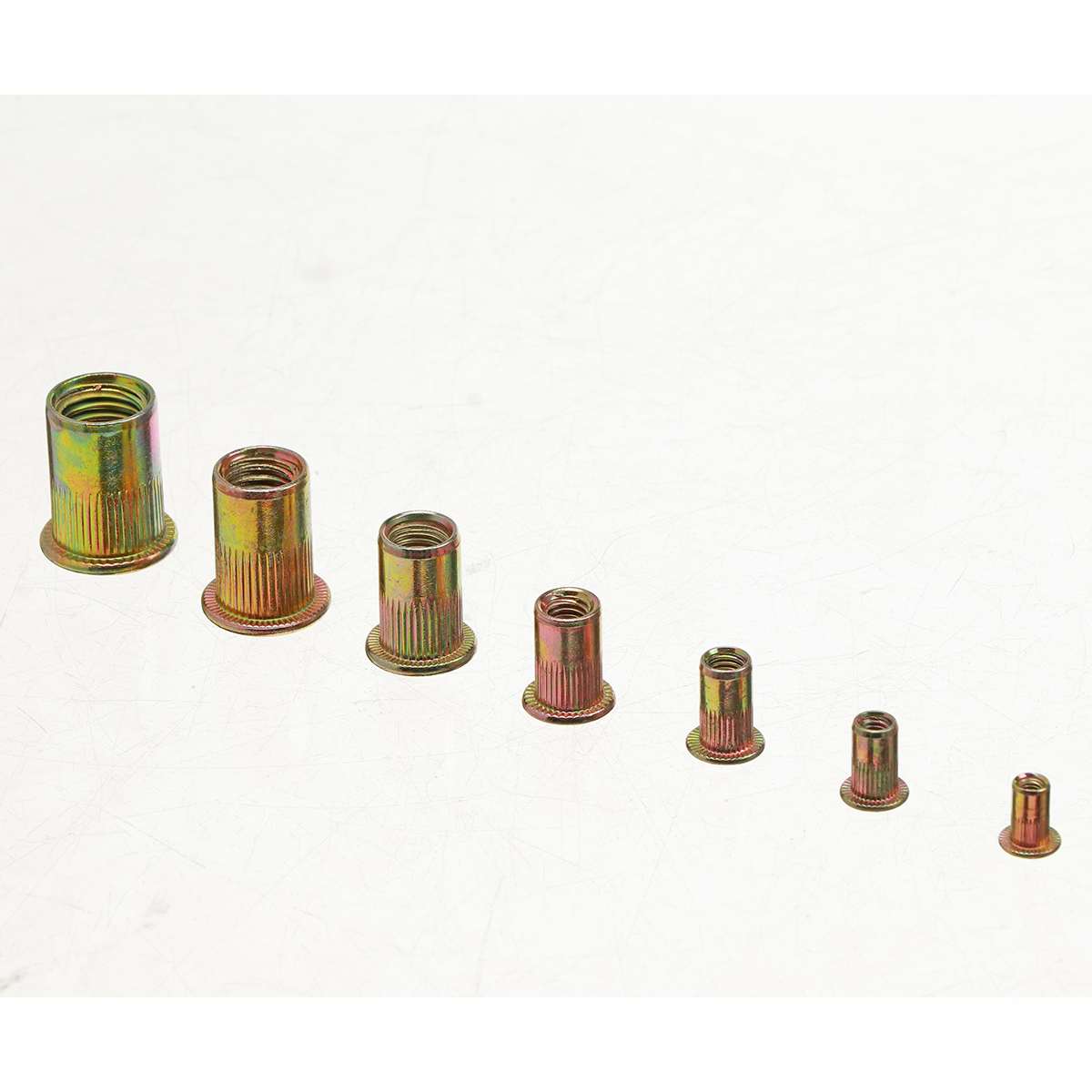 166pcs M3 M4 M5 M6 M8 M10 M12 Carbon Steel Rivet Nuts Insert Rivets Multi Size Flat Head Rivet Nuts Set Threaded Insert Nut Kit