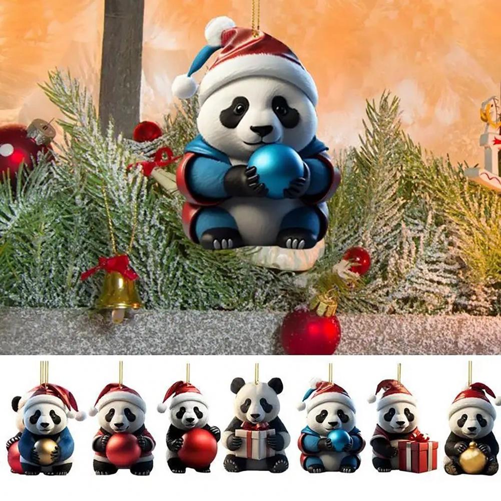 Julepanda tau dekorasjon tegneserie panda ornament festlig juletre hengende ornamenter sett tegneserie til til hjemmet