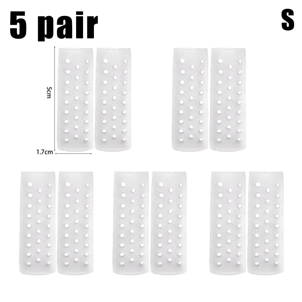 5pairs Toe Protective Covers Double Opening Breathable Silicone Toe Caps Soften Calluses and Corns Transparent Foot Care Tools: Ivory