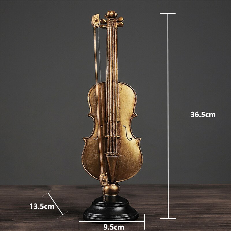 Noordse vintage viool saxofoon model ornamenten muziekinstrument standbeeld huisdecoratie woonkamer sculptuur moderne kunst ambachten: Viool