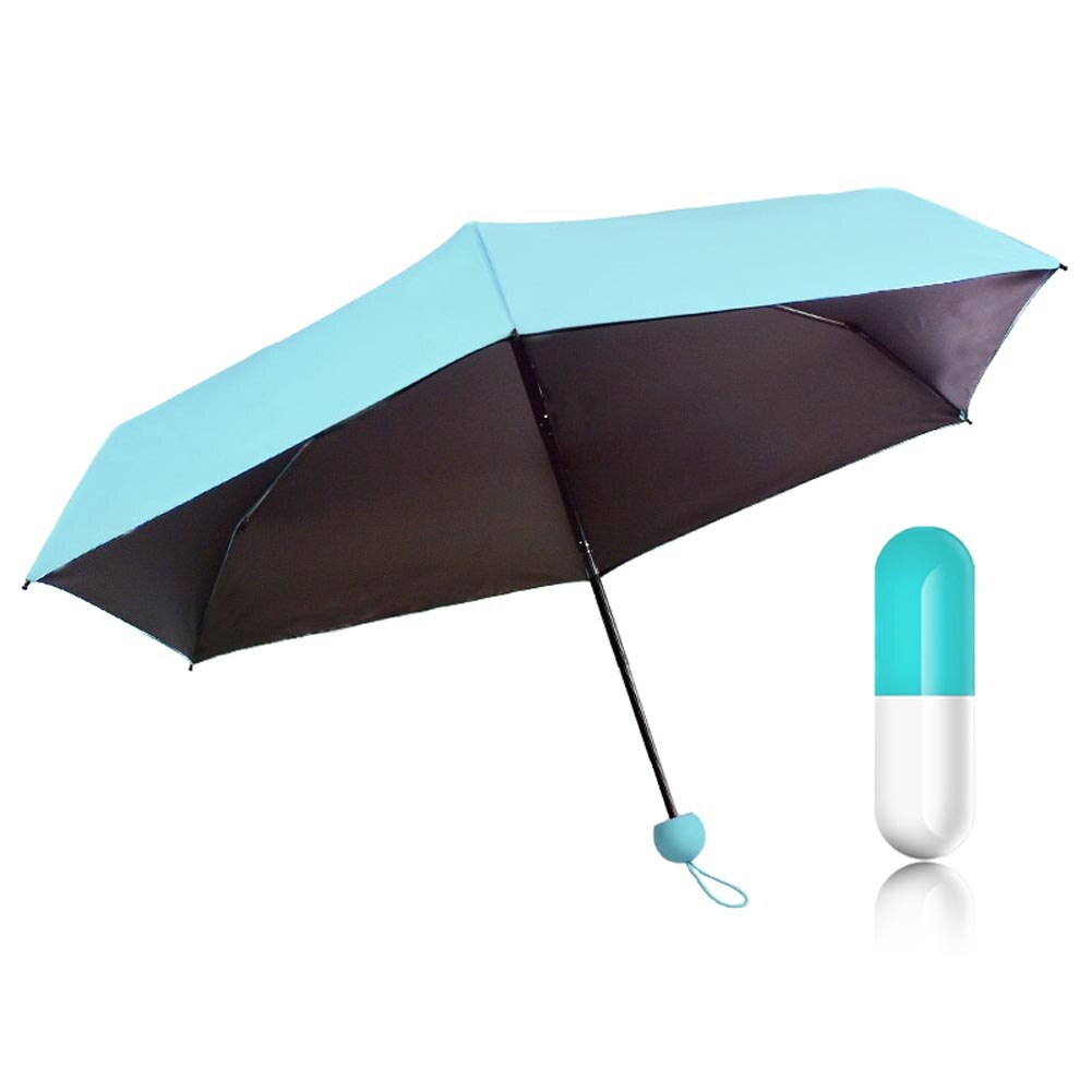 Mini Vouwen Capsule Kleine Paraplu Vijf Botten Parasol Schaduw Paraplu Regen Anti-Uv Draagbare Reizen Paraplu Zonnige Regenachtige Dag-35: Blauw