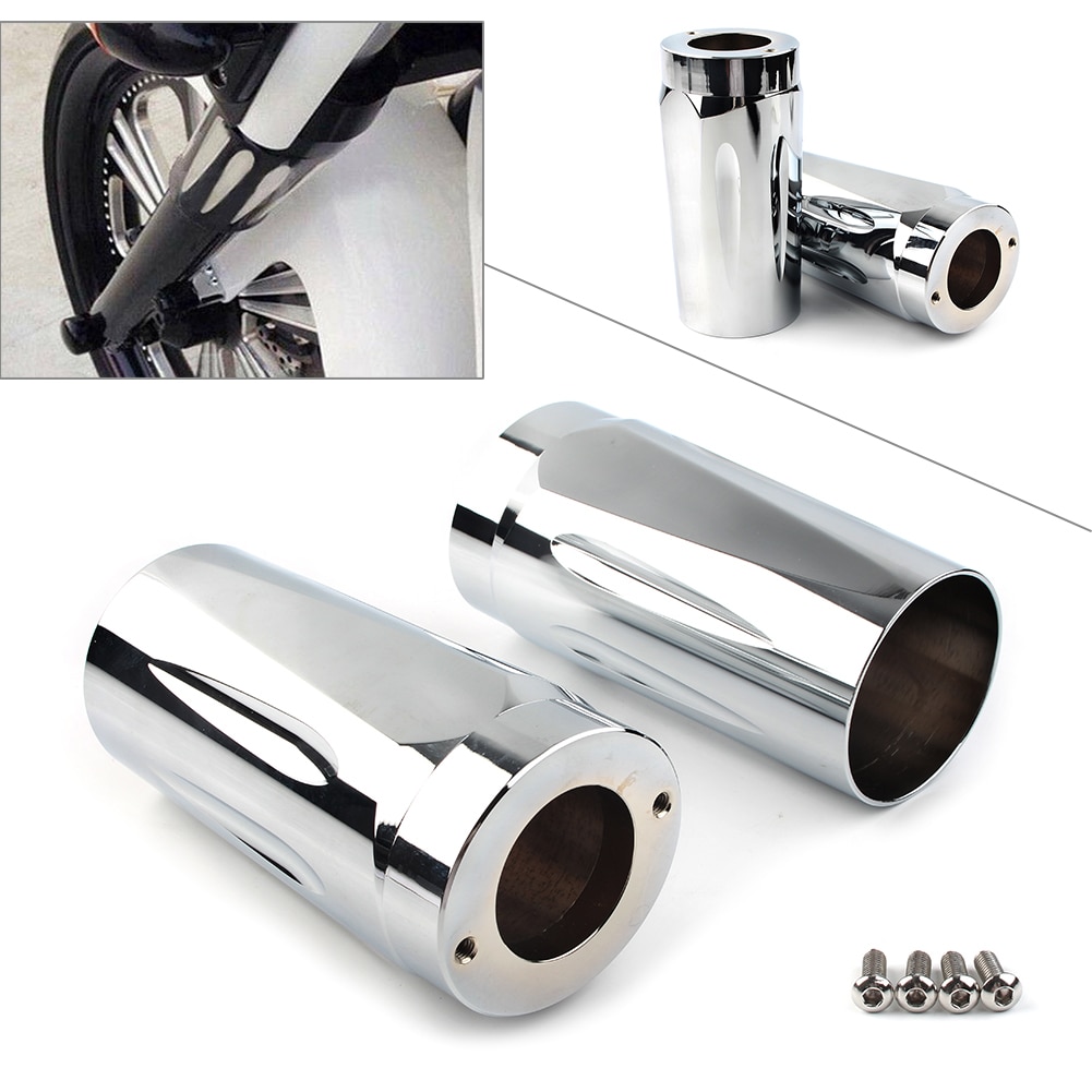 2x Silver Motorcycle Fork Boot Slider Cover for Harley Road King ...