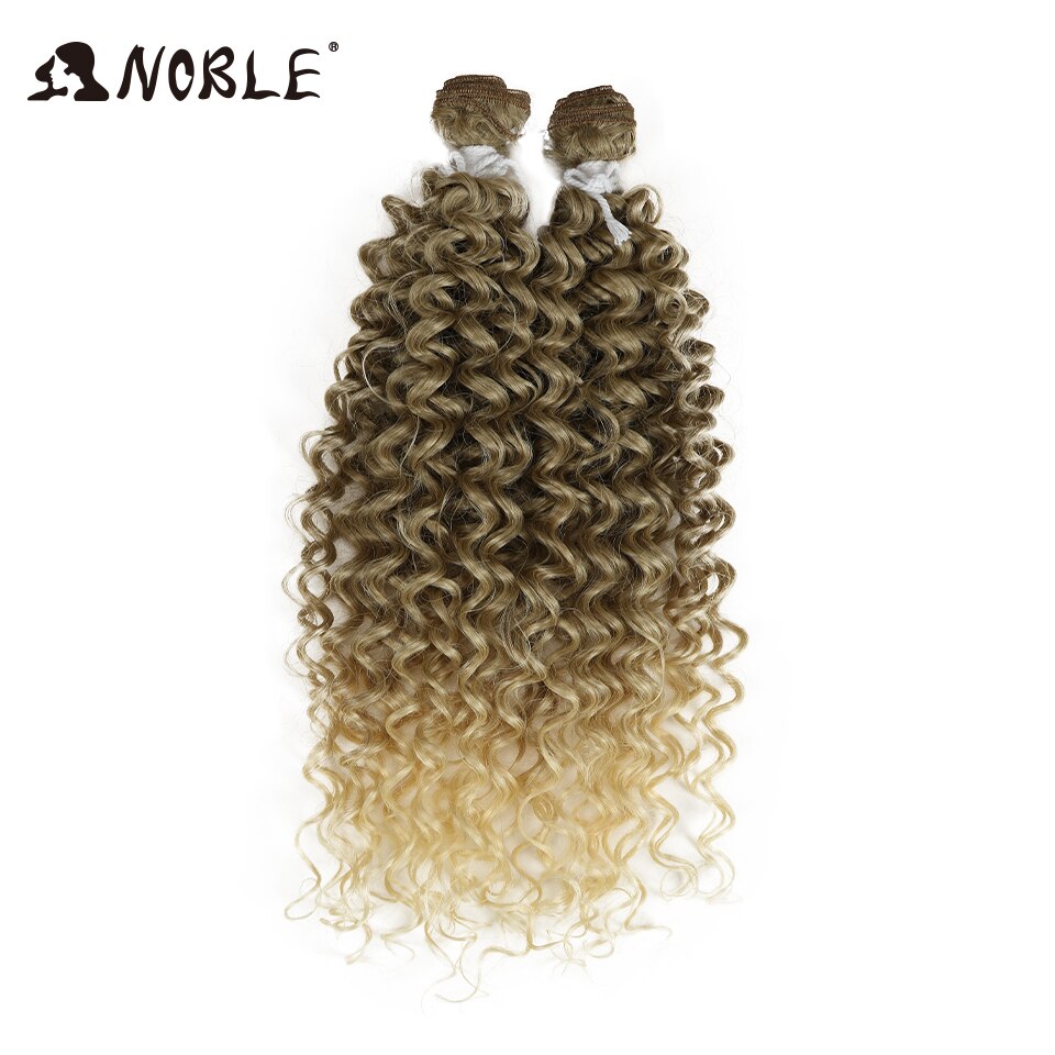 Noble Synthetisch Afro Kinky Krullend Haar Diepe Golf Haar Bundels Extensions Bruin Zachte Super Lang Haar Weave Haar Hittebestendige: T16-613