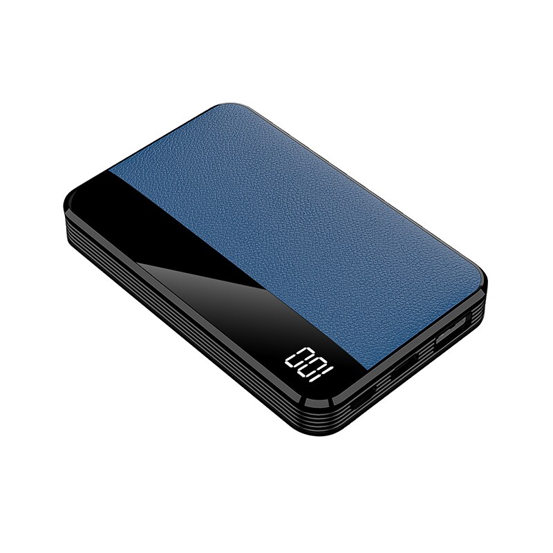 30000mAh Power Bank Mini Mirror Screen Digital Display Portable Phone Battery Ultra-thin Power Bank Outdoor Travel Charger: Blue