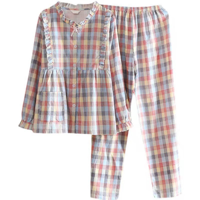 Spring Autumn Cotton Pajama Sets For Women Thin Long Sleeves Casual Home Suit Female Sweet Princess Pijamas Homewear