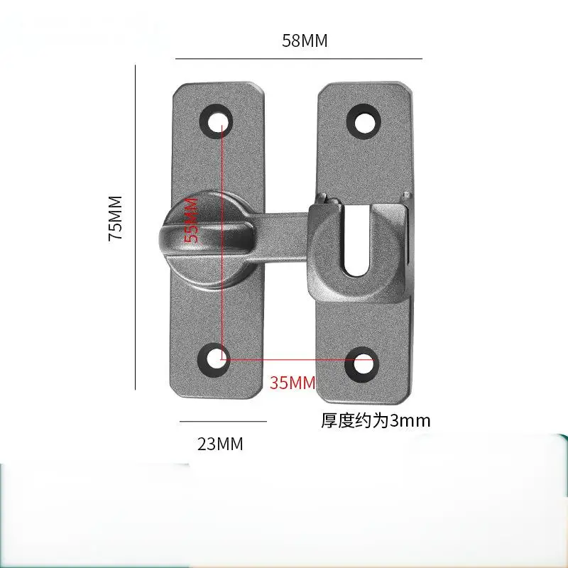 Aluminum Alloy Flip Gate Latch Lock for Outdoor Wooden Fence / Swing Heavy Duty Aluminum Alloy Door Latch No-Punch Door Bolt: Silver