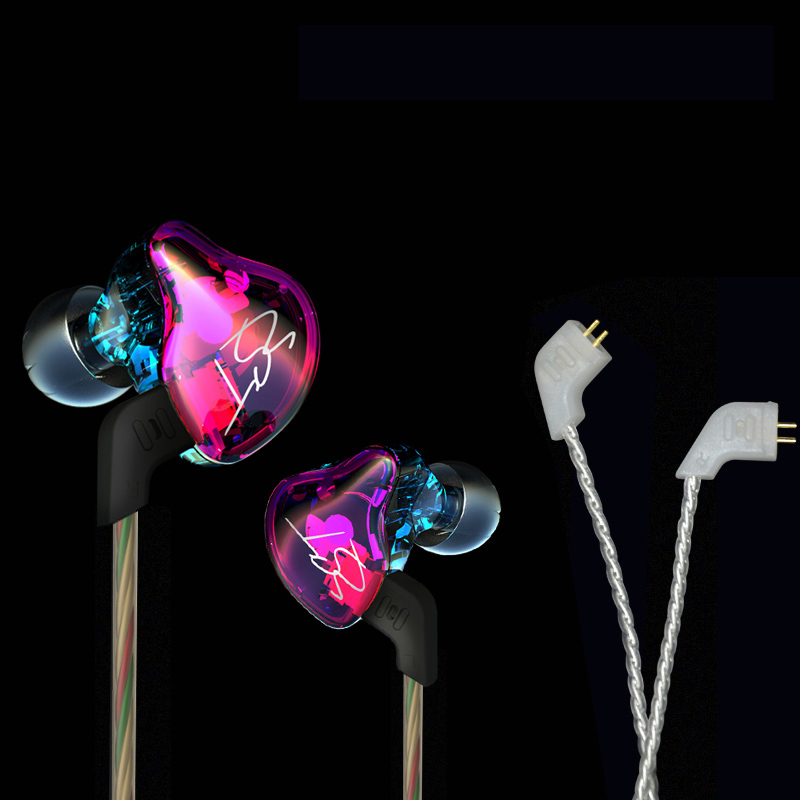 AK Original KZ ZST/ZSTX Colorful BA+DD In Ear Earphone Hybrid Headset HIFI Bass Noise Cancelling Earbud With Mic Replaced Cable: Purple no mic cable