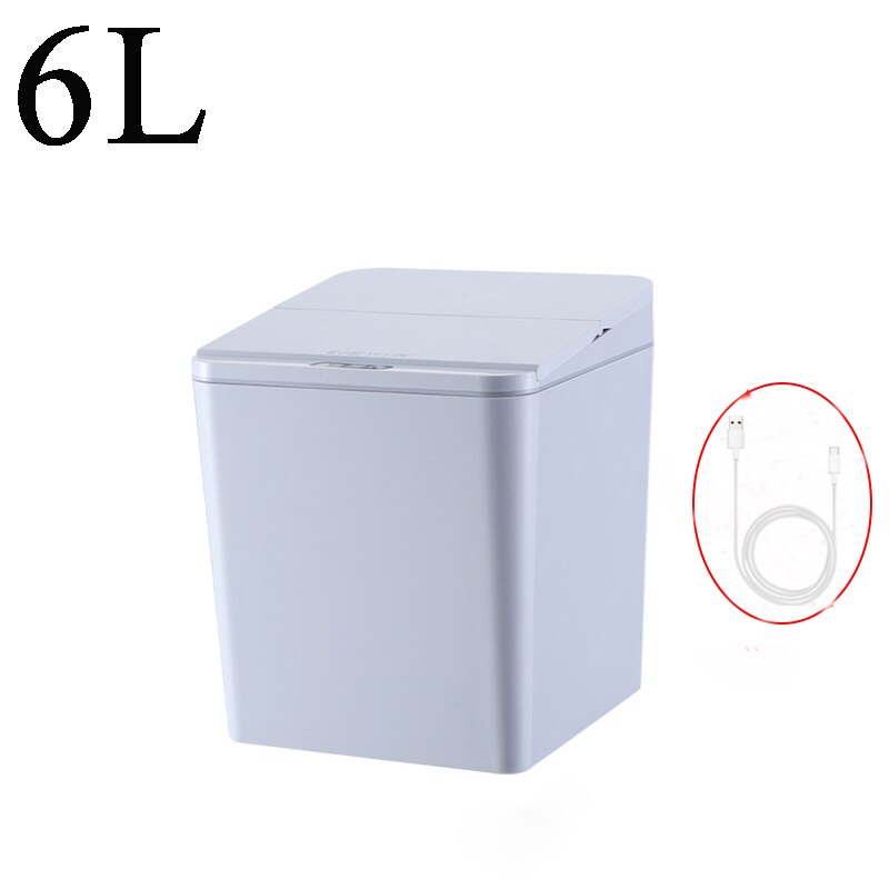 Intelligent Trash Bin Automatic Touchless Trash Can Intelligent Infrared Motion Sensor Garbage Cans Home Desktop Smart Dustbin: Gray 6L USB