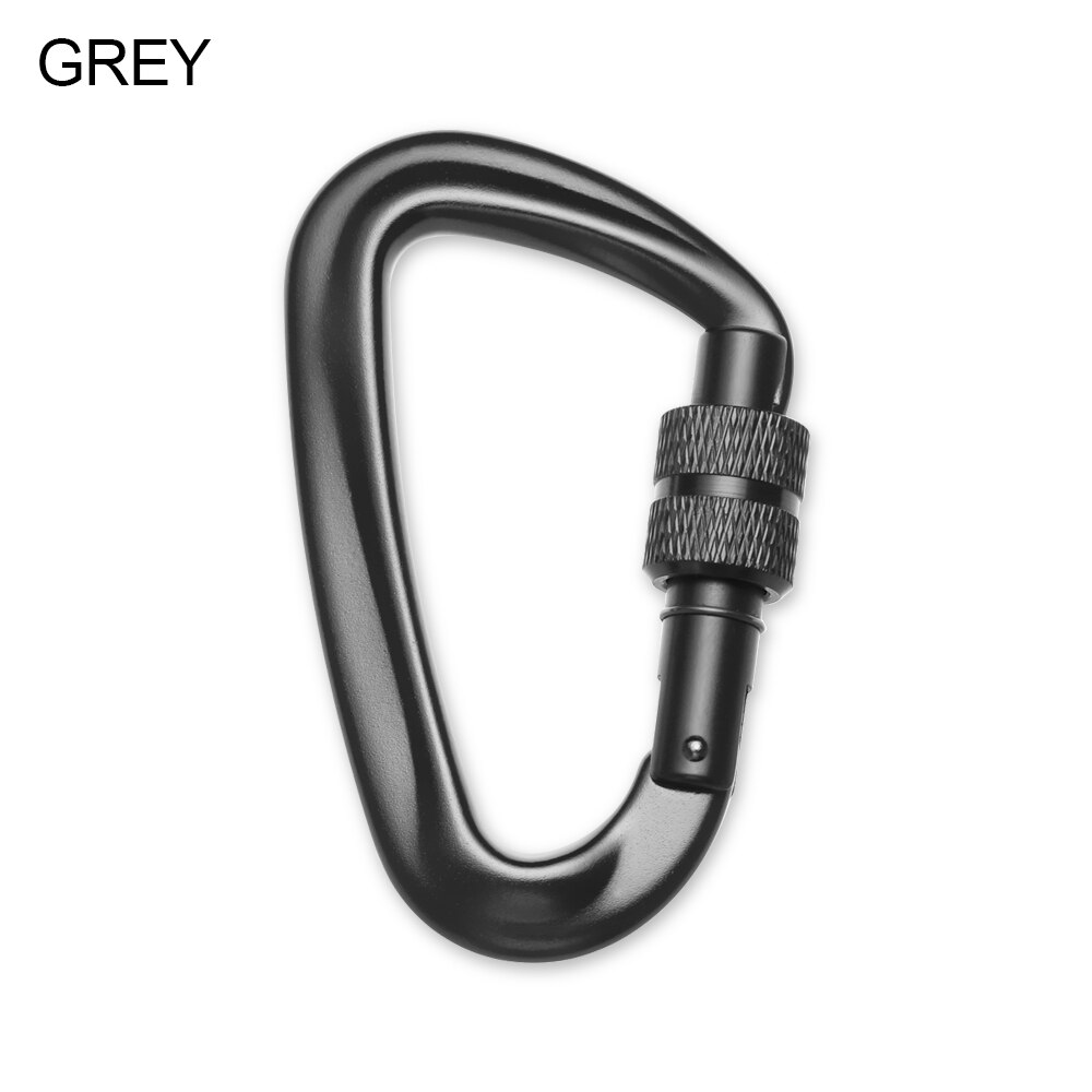 Mousqueton d&#39;escalade en forme de D 12KN, avec tirette, verrou de sécurité, accessoires d&#39;escalade en plein air: Style1 grey