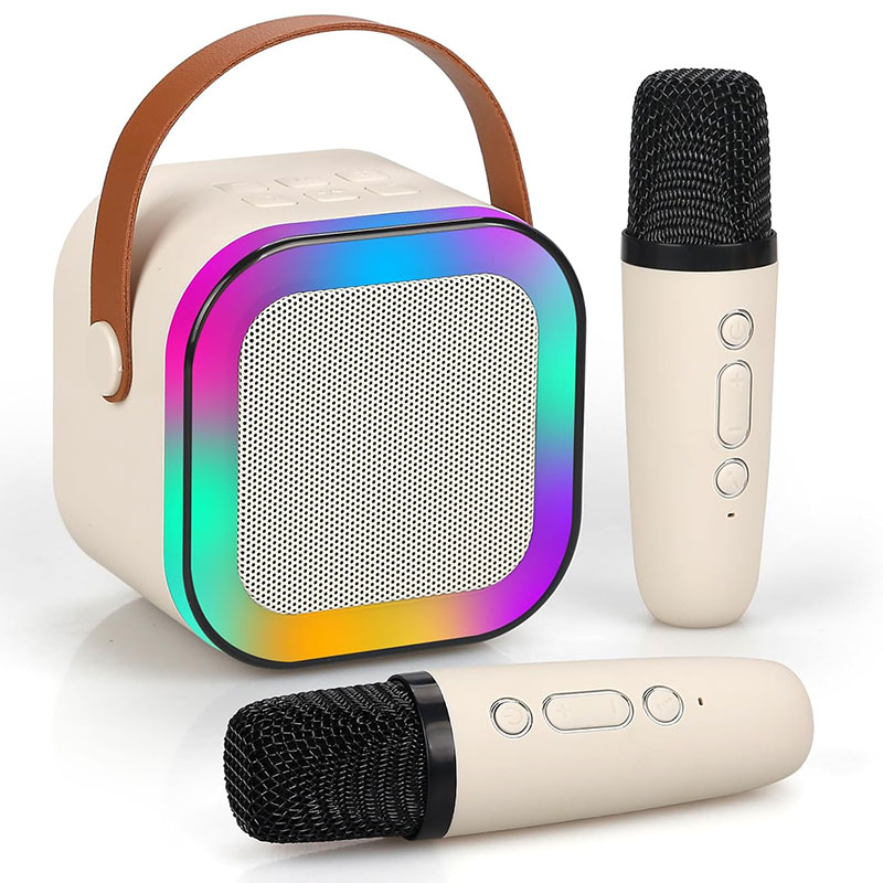 Micrófonos profesionales para niños para cantar, caja de sonido BT, Mini altavoz Blootooth, máquina de Karaoke, conjunto completo de equipo Bluetooth para el hogar: Lavanda