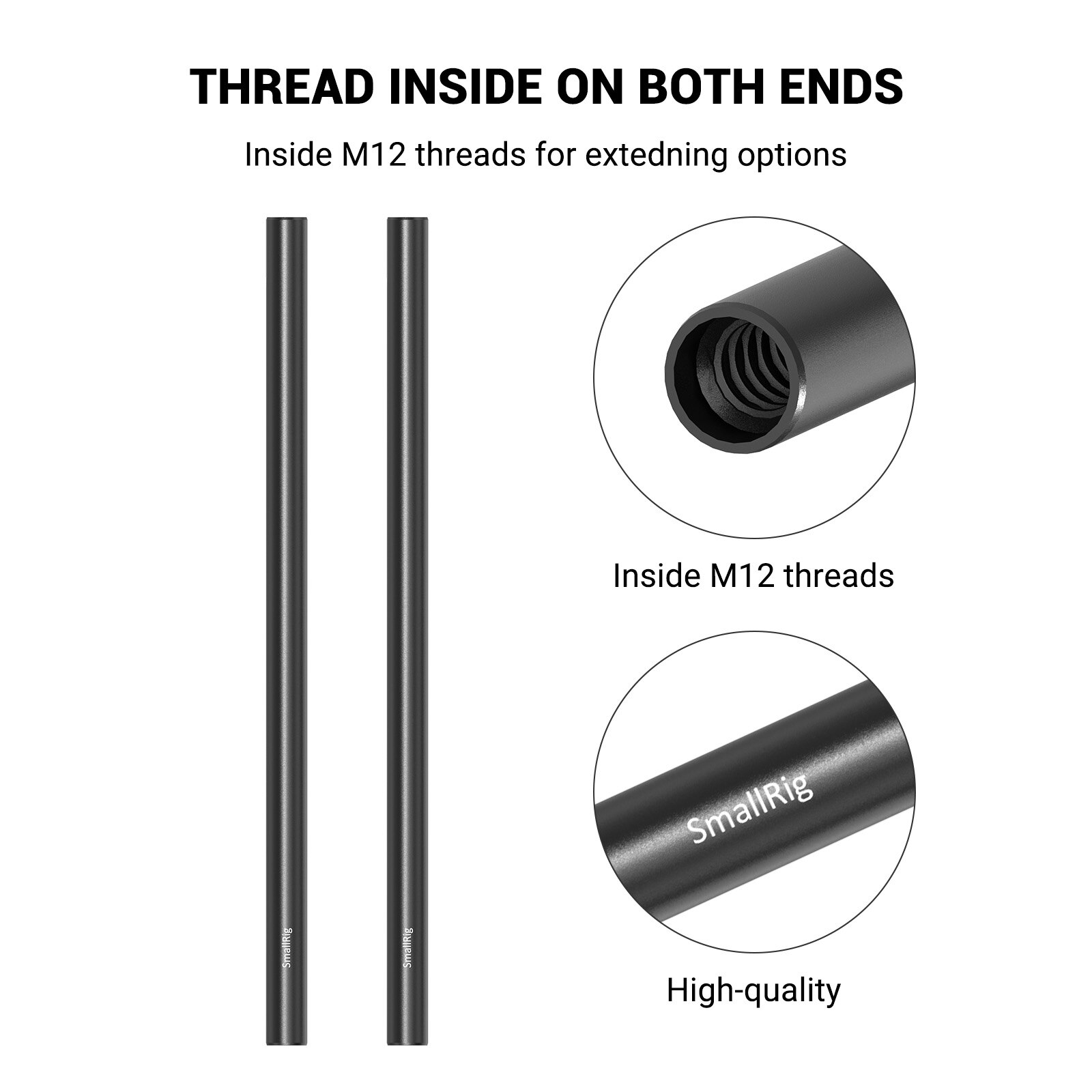 Pręty aluminiowe SmallRig 15mm M12 (12 Cal) robić lustrzanka cyfrowa zestaw akcesoriów-1053