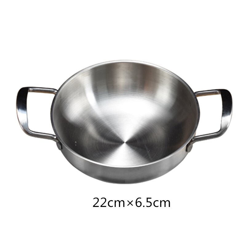 Koreansk oljesparende stekepanne husholdnings mini frityrkoker doble ører liten tørr gryte gryte restaurant suop gryterett panne glass lokk lokk: 22cm