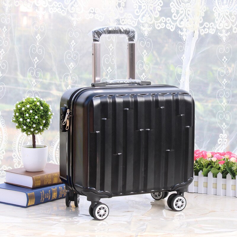 Mute Universele Wiel Kofferbak Mini Cabine Unisex Kleine Trolley Case Wachtwoord Koffer 18 Inches Trolley Abs Hars: black