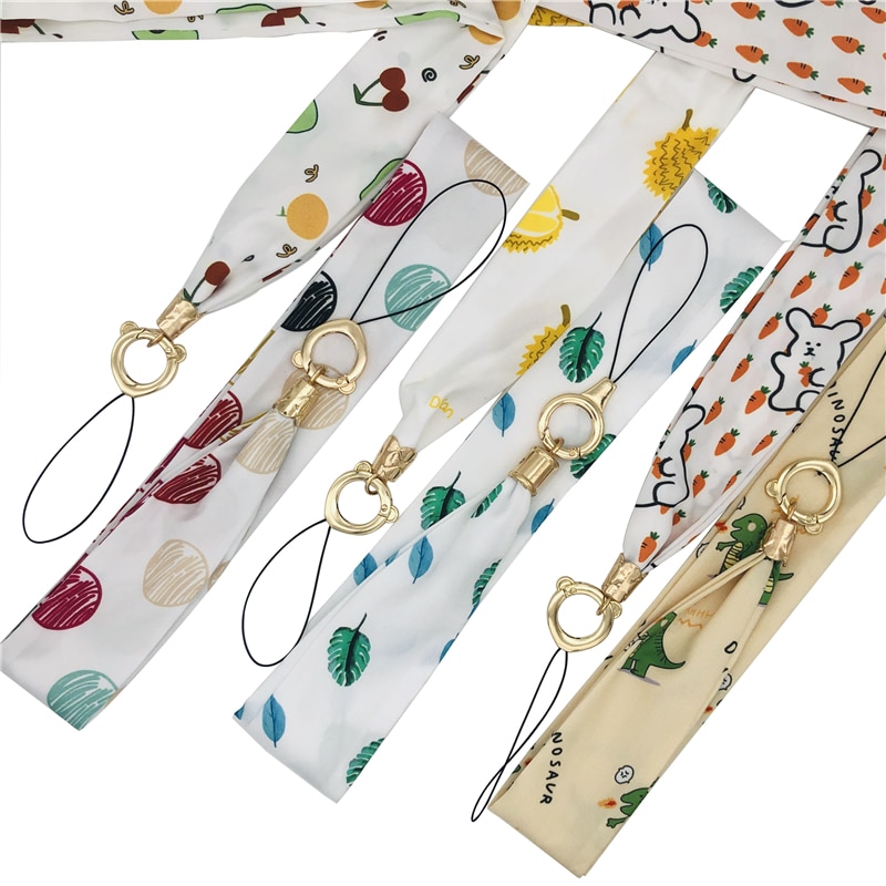 Impressão larga da listra da correia da corrente do pescoço do artigo do chiffon luxuoso para o telefone móvel do gym do cartão da identificação da chave com o grampo do crachá de usb correia diy