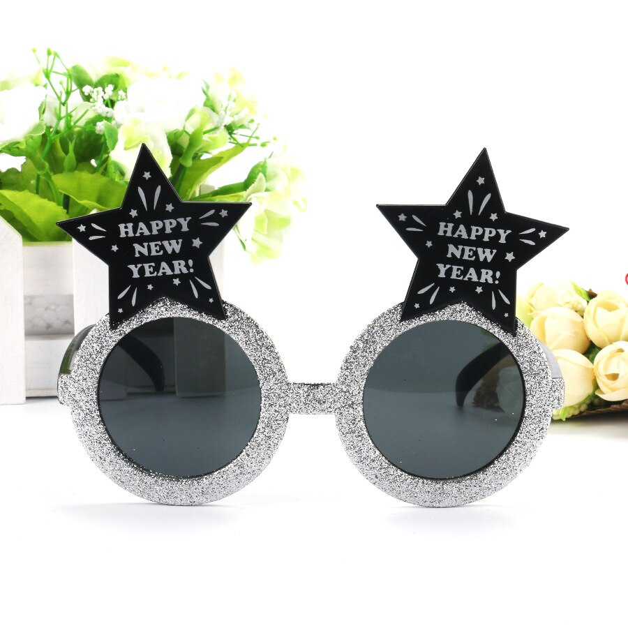Gafas de sol para de fin de año, accesorios de foto para decoración de boda, 5 uds.,: Negro