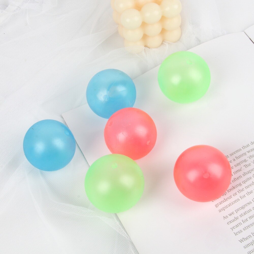 6cm Luminous Balls High Bounce Glowing Stress Ball Sticky Wall Home Party Decoration Kids Anxiety Toy Glow In The Dark