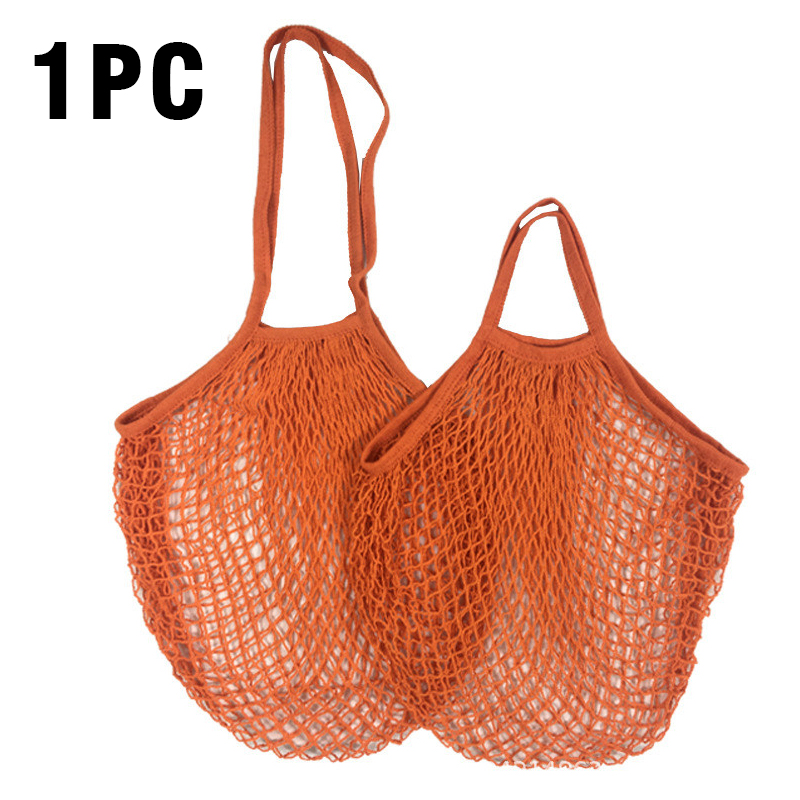 Wasbare katoenen mesh boodschappentassen Katoenen touwtassen Netto boodschappentassen Mesh tassen voor fruitopslag Herbruikbare fruit-groentezak: M / violet