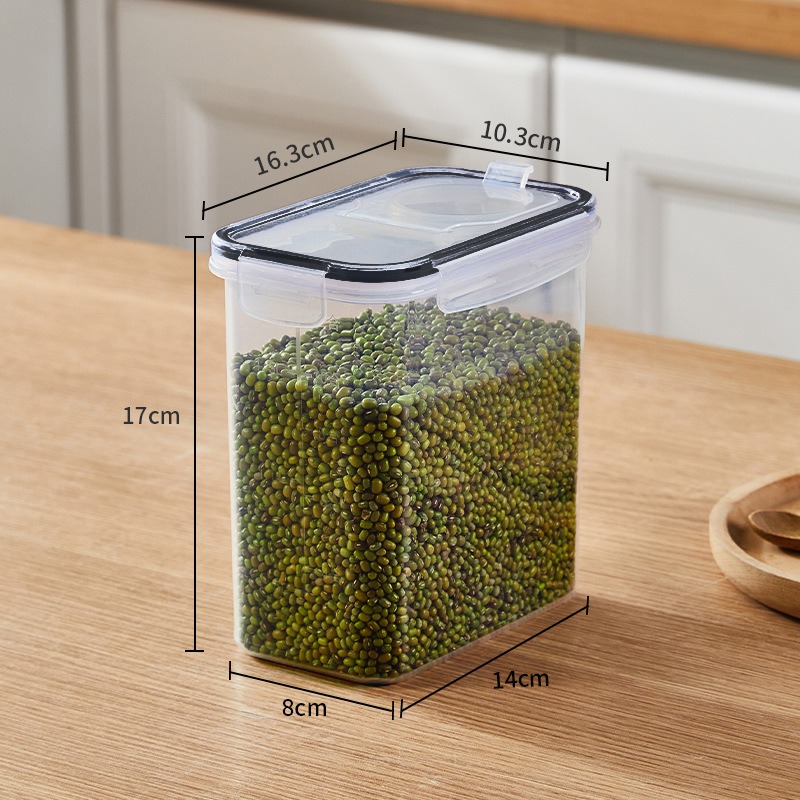 Luftdichtes Vorratsglas für sterben Küche – Insekten- und feuchtigkeitsbeständiger Behälter für Getreide, Mehl und verschiedene Trockenwaren: Schwarz