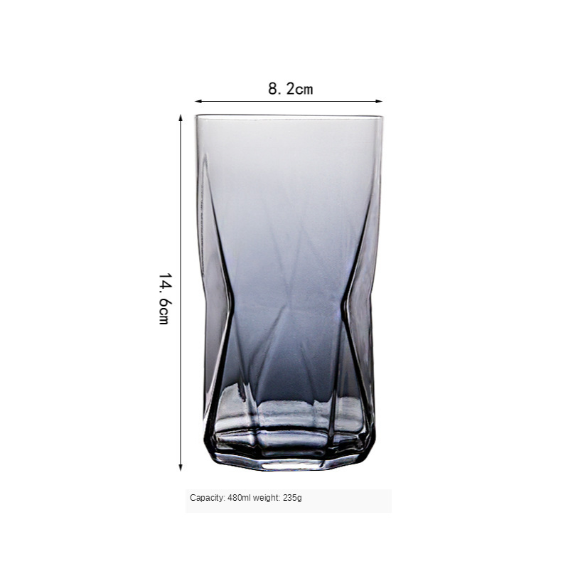 Nordisk whisky geometrisk kopp hushålls snapsglaskopp färgglad juice vinkopp genomskinlig mugg whisky ölglas gafas verre: Grå stor