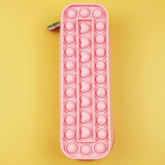 Pop Its Notebook Bubble Fidget Push Up Finger Silicone Cover Notepad Student Decompression Stationery Supplies For Kids: Pop Pen Case C