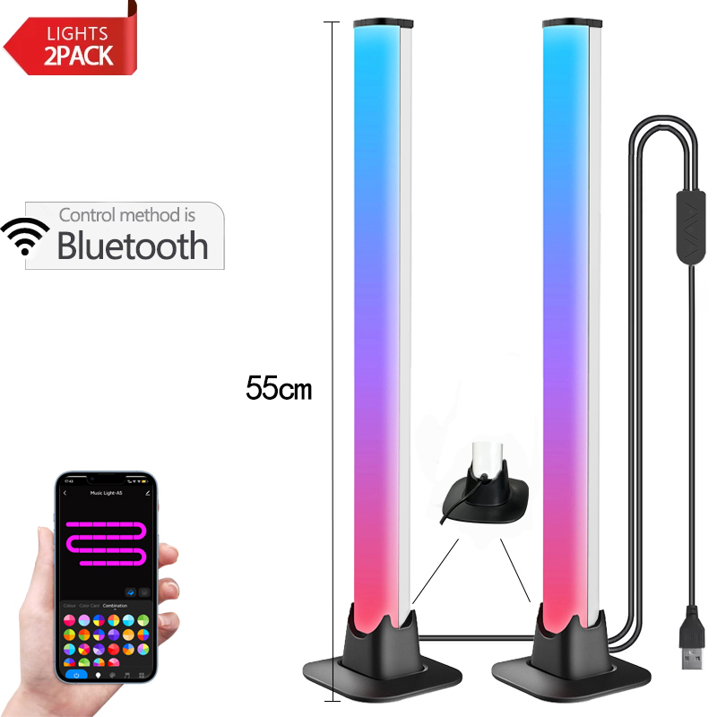 30/55cm RGB rétro-éclairage barre bureau atmosphère lumière LED musique rythme détection décoration lampe jeu chambre Festival veilleuse: Rose