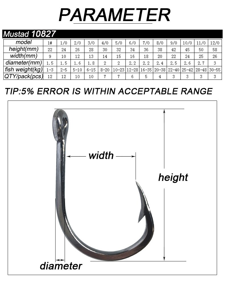 Mustad norge opprinnelse havfiskekrok superkraft stor størrelse sirkel fiskekroker ,1#-12/0#,10827np- mrd