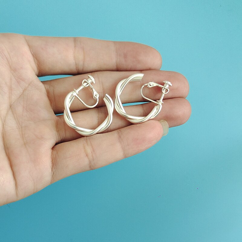 Verweven Twist Cirkel Geometrische Ronde Hoop Clip Op Oorbellen Voor Vrouwen Accessoires Retro Geen Doorstoken Oorbellen Sieraden: 006