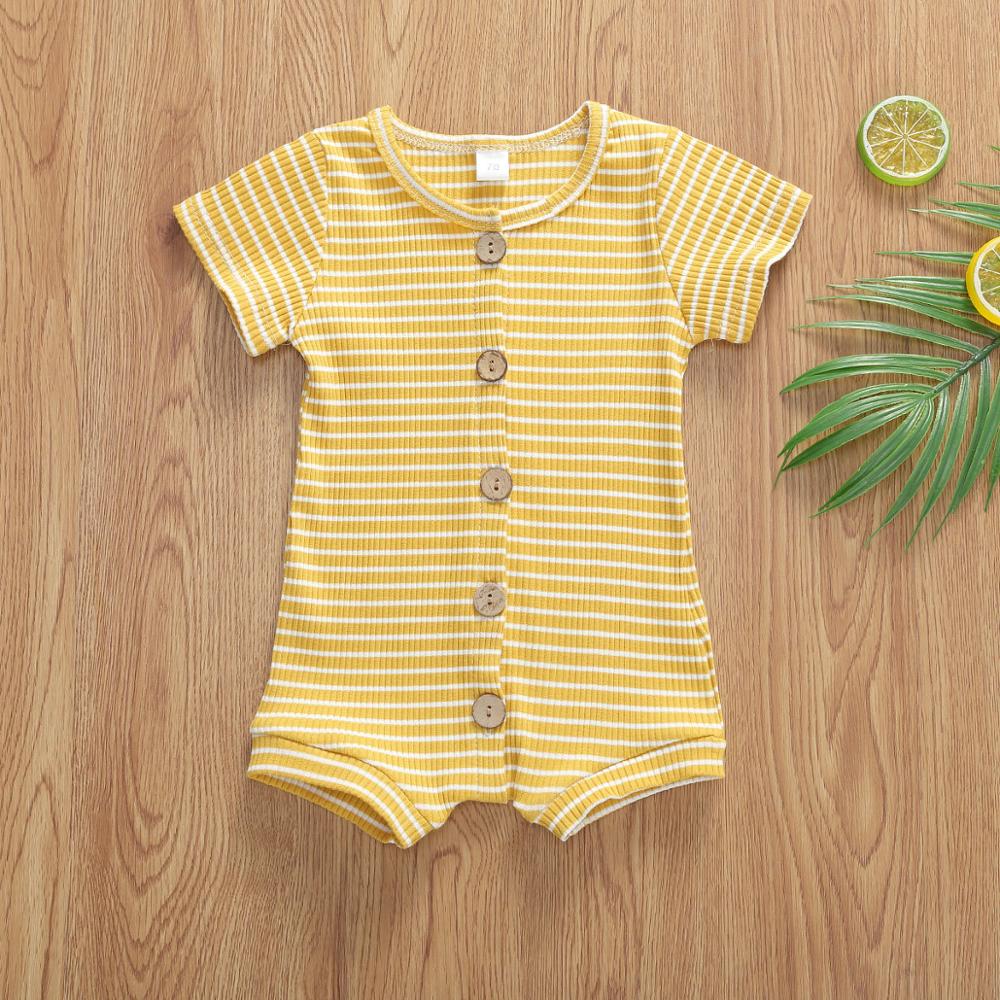 Børn piger tøj sommer strip bodysuit newborn baby romper kort overalls newborn tøj onsie ropa bebe: Gul / 6-9m 90