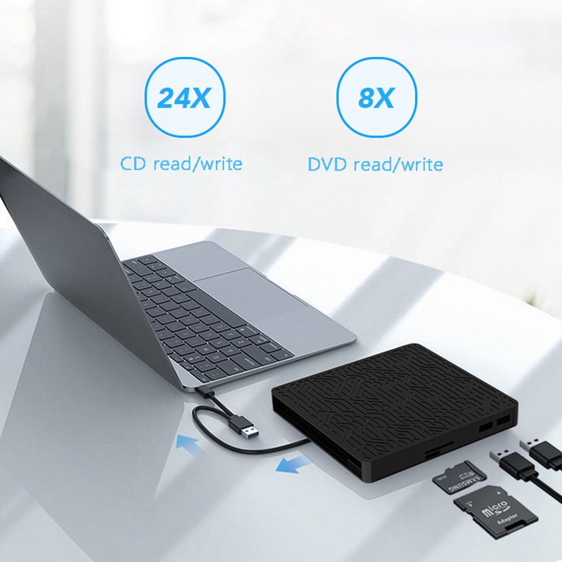 Zewnętrzny napęd DVD USB 3.0 typu C przenośny Hub palnika CD/Dvd dla komputerów Mac Windows Linux na laptopa