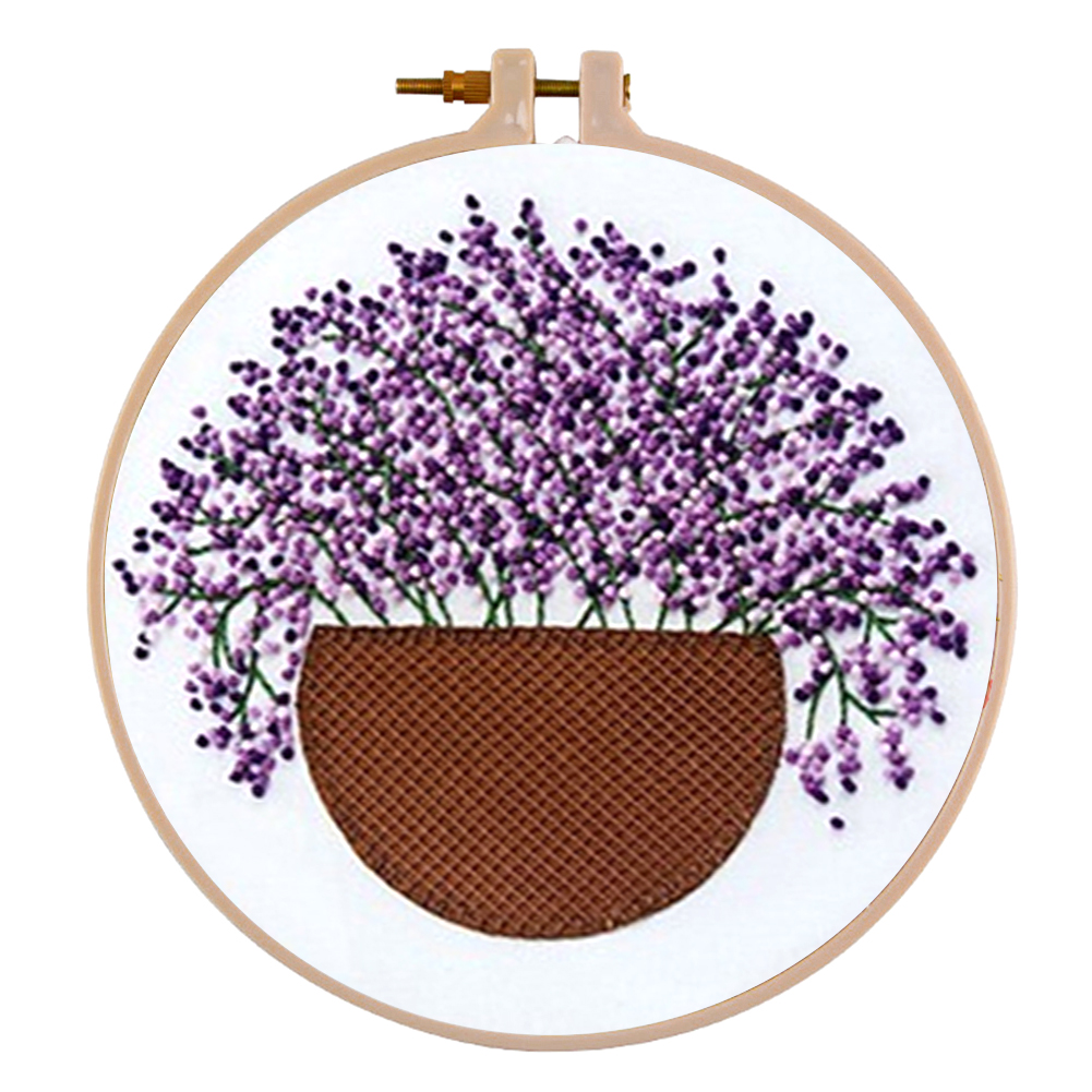 Blossom Patterns Embroidery Needlework Cross Stitch Kits DIY Gypsophila Canvas Embroidery Needlework DIY Framed