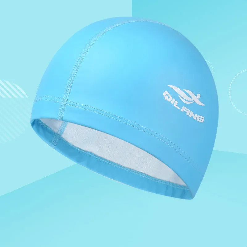 Swimming Caps PU Waterproof Unisex Women Men Swim Hat Stretch Elastic Swimming Pool Accessories Swimming Cap Ear Protection: Red