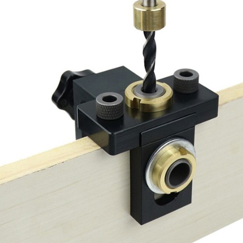 Hout Doweling Jig Pocket Gat Boren Locator Jig Kit Met 6/8/10Mm Boor Verticale Boor gids Gat Puncher Gereedschap