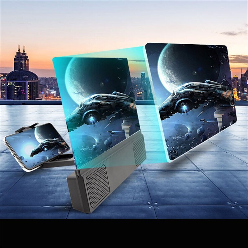 12'' Folding Mobile Phone Screen Magnifier 3D HD Screen Amplifier Stand Bracket Larger Screen For Video