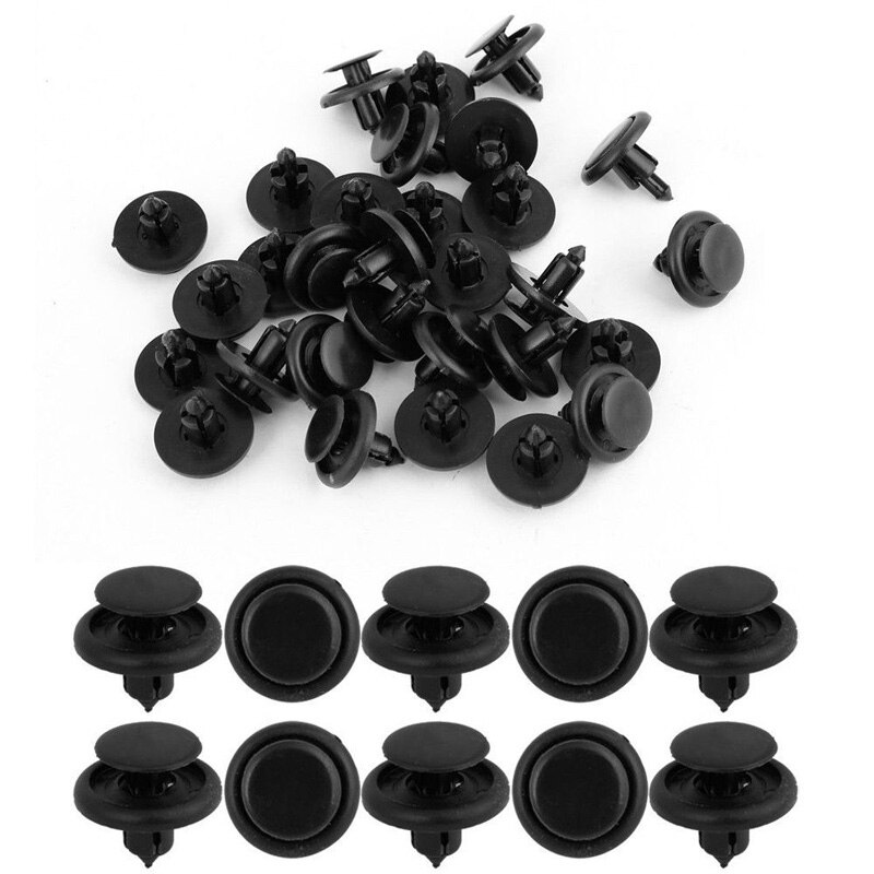 7Mm Dia Gat Plastic Klinknagels Fasteners Universal Black Pin Clips Exterieur Styling Voor Auto Auto Spatbord Voertuig 30Pcs