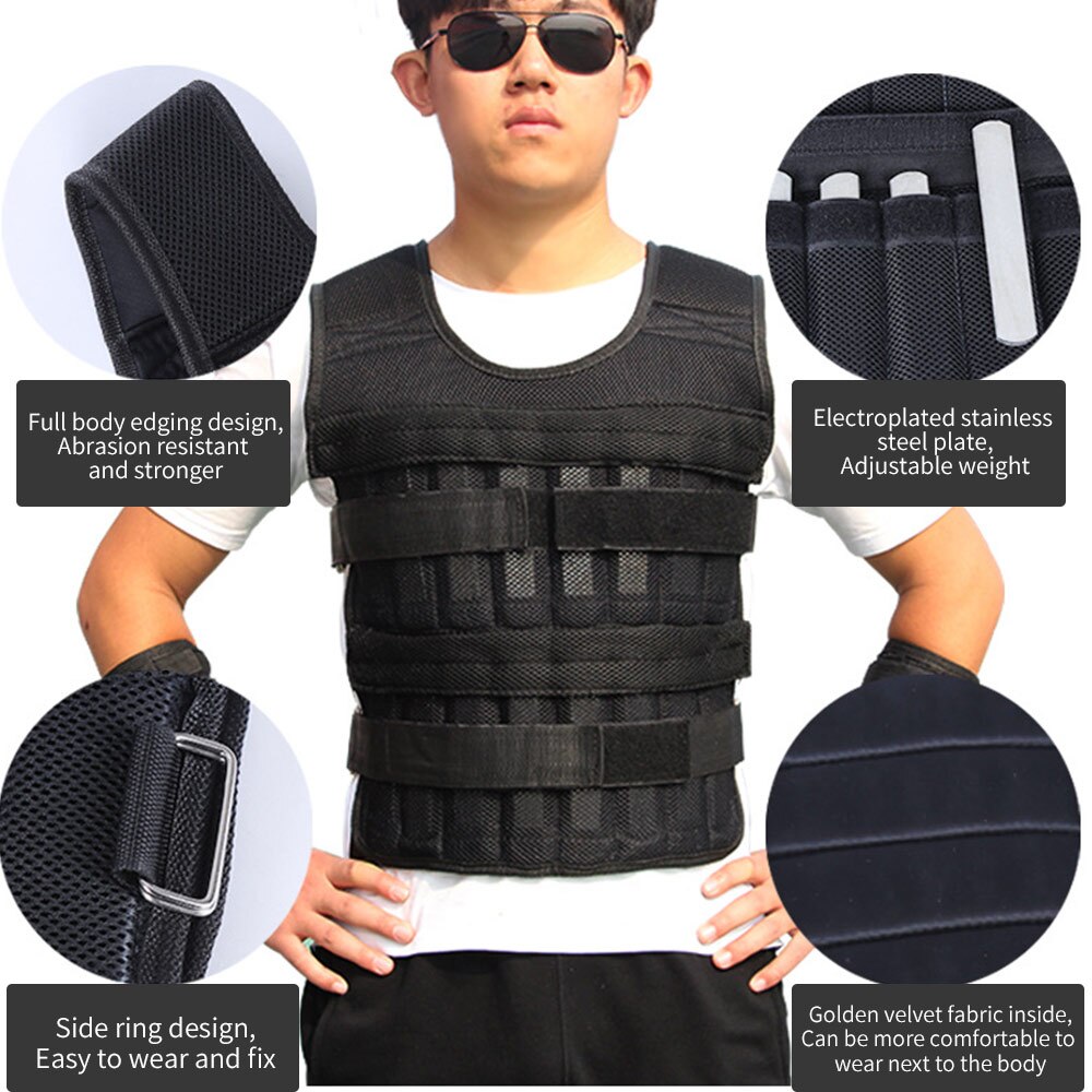 Adjustable 15kg 50kg Loading Weight Vest For Boxing Weight Training Equipment Boxing Jacket Waistcoat without sand bag