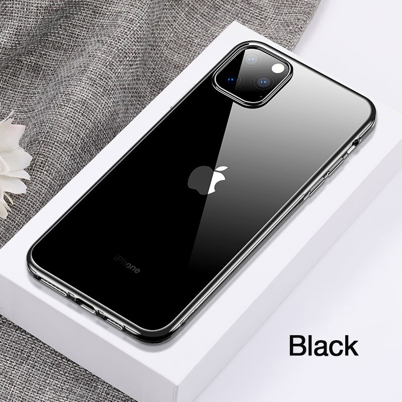 Cafele Luxe Plating Case Voor iPhone 11 Pro Max Soft TPU Transparant Telefoon Case Voor iPhone 11 pro max Ultra dunne Back Cover: For iPhone 11pro / Zwart / Simple Package
