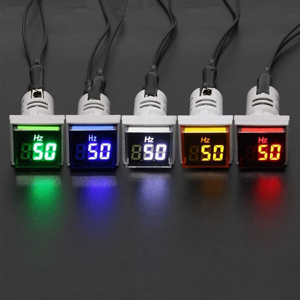 Square Digital Display Electricity Hertz meter 22mm Measuring Range 0-100 Hz Frequency Meter Indicator Signal Light Combo Tester