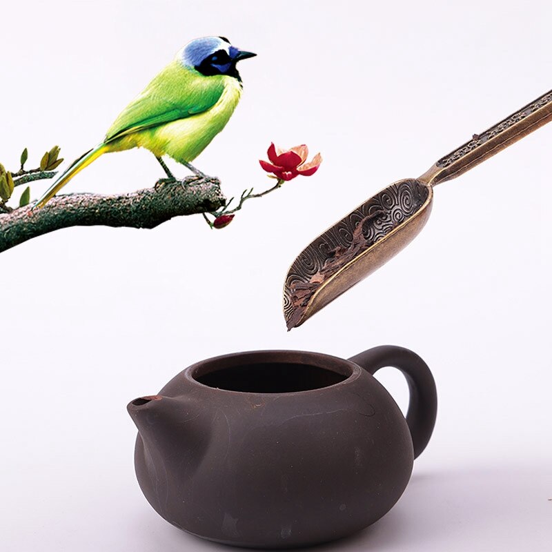Chinese Tea Spoons Copper Tea Scoop Spoon Tea Leaves Chooser Holder Chinese Kongfu Tea Accessories Tools