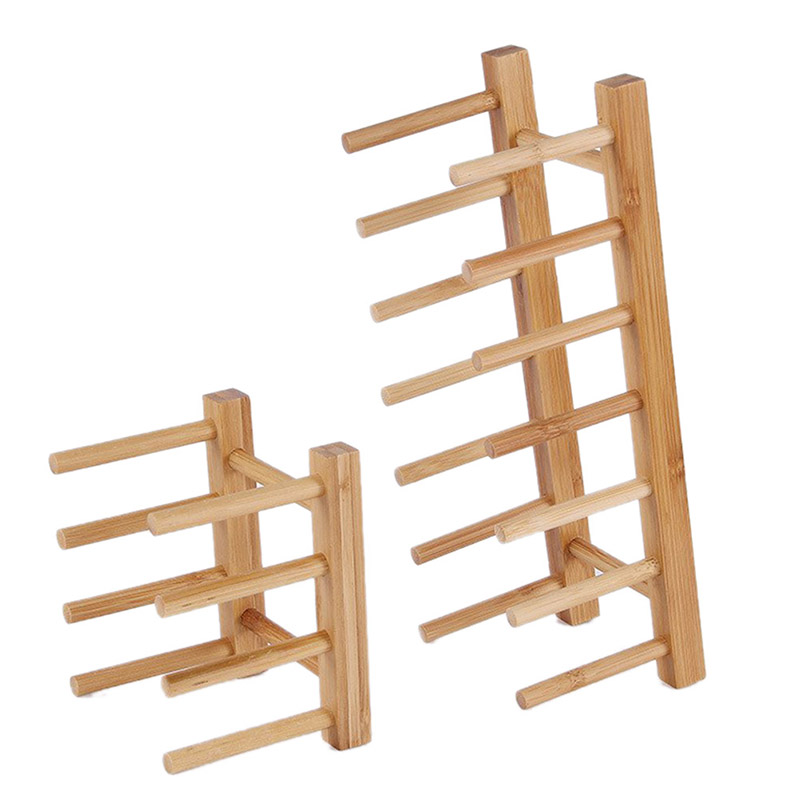 1 set x Houten Kom Plaat Schotel Stand Houder Eetstokjes Afdruiprek Houten Eetstokjes Afdruiprek Deksels Cover Display Rack