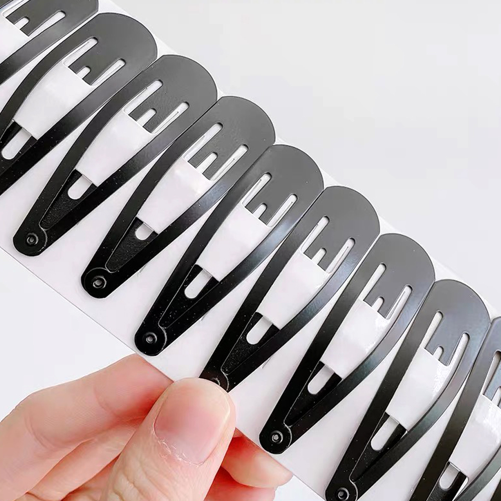 12 pçs/set clássico preto metal snap grampos de cabelo sem deslizamento gota de água grampos de cabelo presilhas para mulheres criança meninas cocar